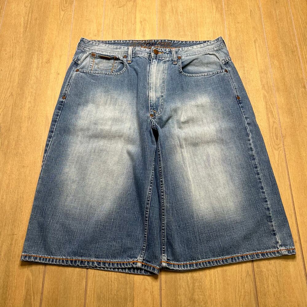 Vintage ENYCE Shorts Mens 36‎ Light Wash Blue Denim Baggy Jorts Y2K Hip Hop